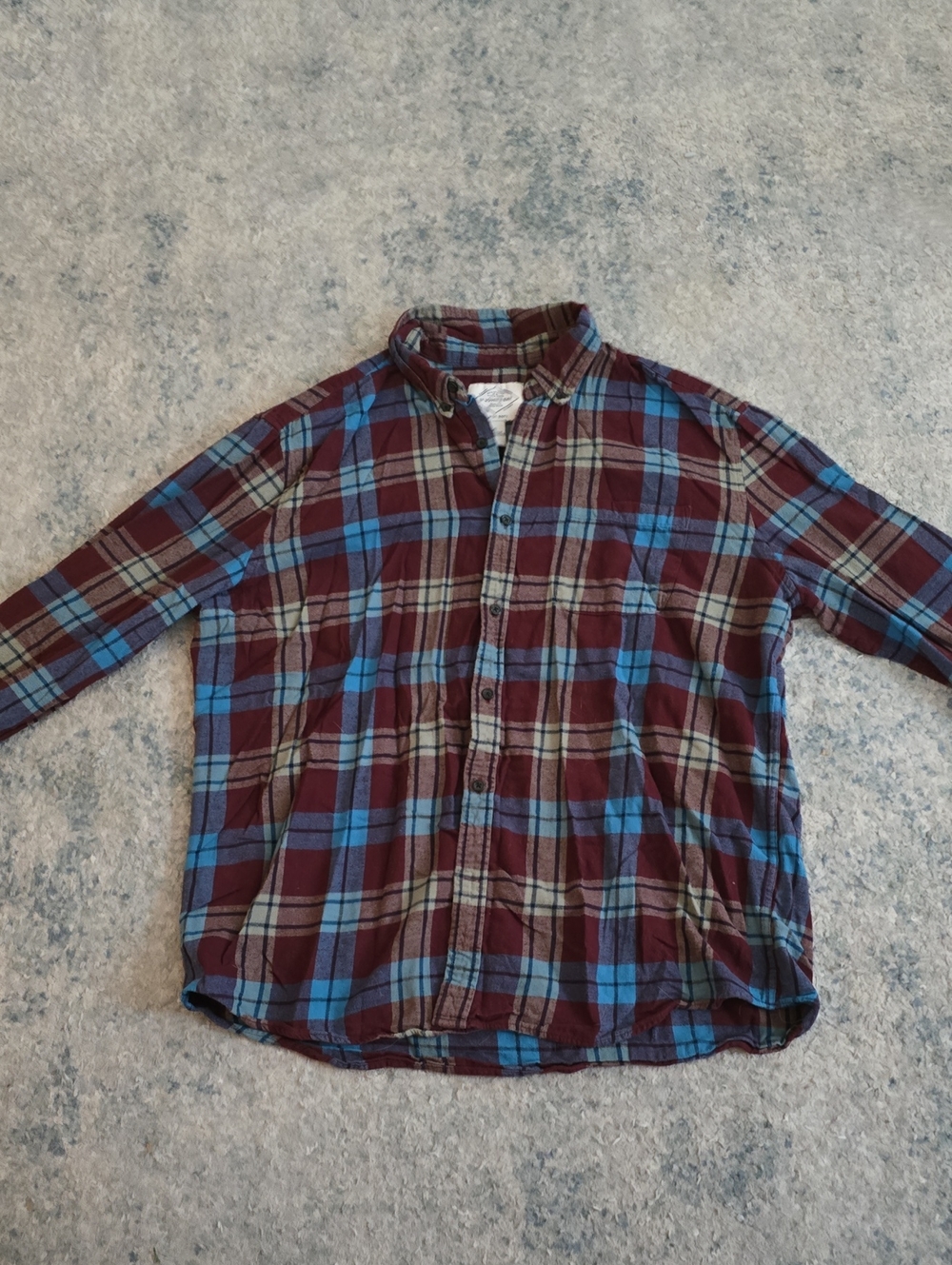 St. John's Bay Men's Plaid Button-Down Flannel - Blue & Burgundy